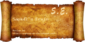 Sapkás Ervin névjegykártya