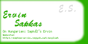 ervin sapkas business card